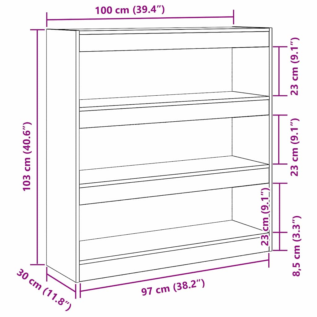 Dulap pentru cărți Lemn vechi 100 x 30 x 103 cm Lemn compozit GartenMobel Dekor