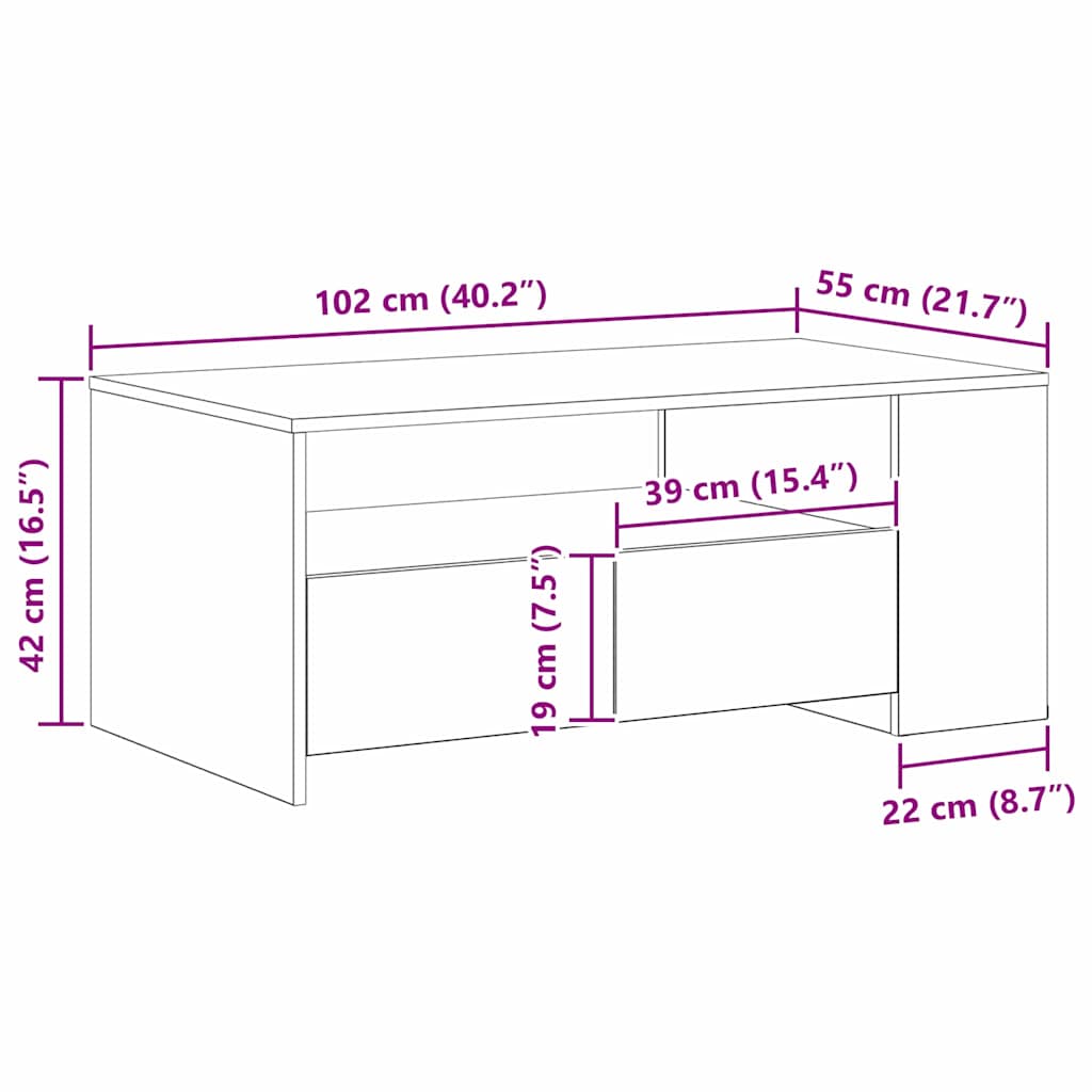 Masă de cafea Lemn vechi 102 x 55 x 43.5 cm Lemn compozit GartenMobel Dekor