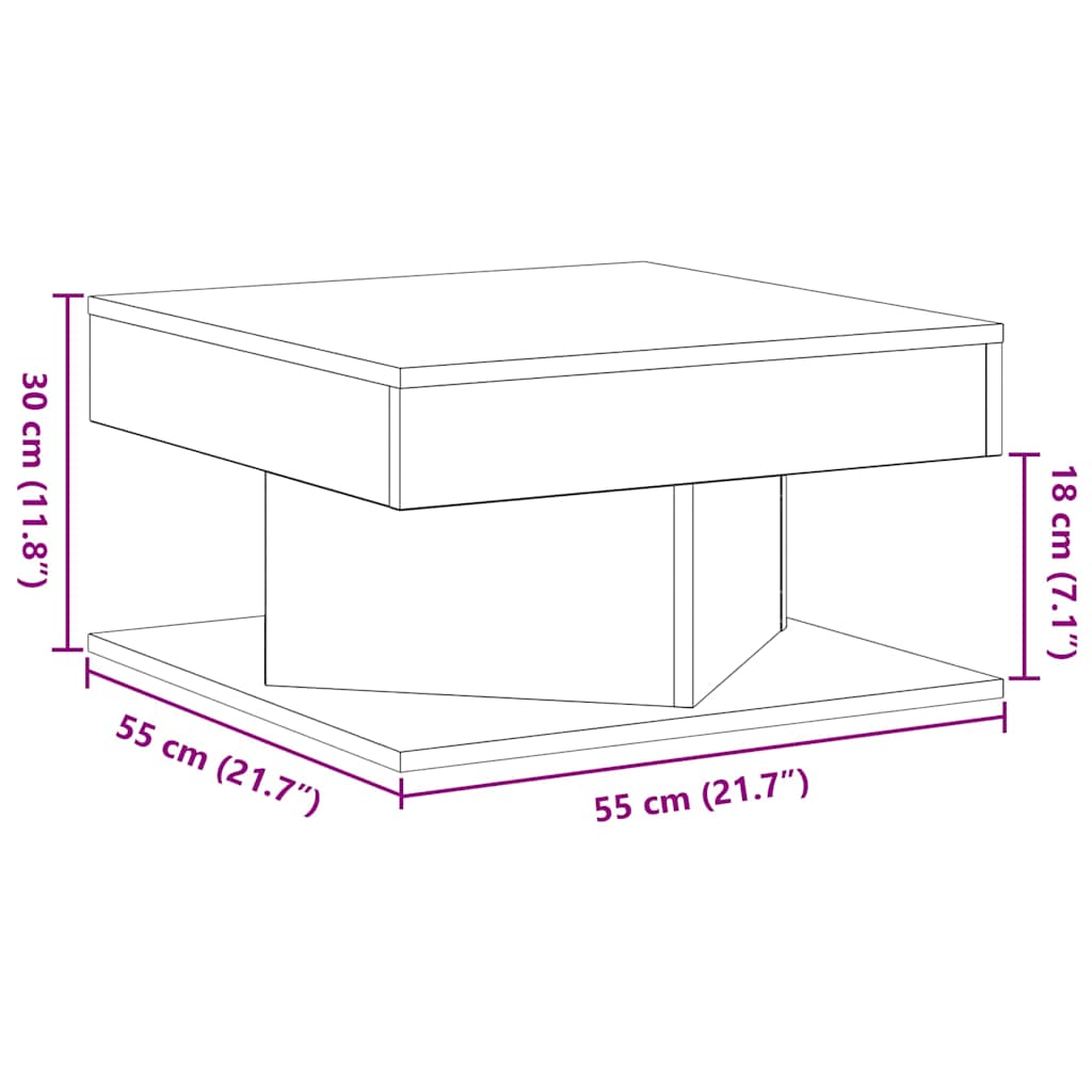 Masă de cafea Stejar Negru 57 x 57 x 30 cm Lemn compozit GartenMobel Dekor