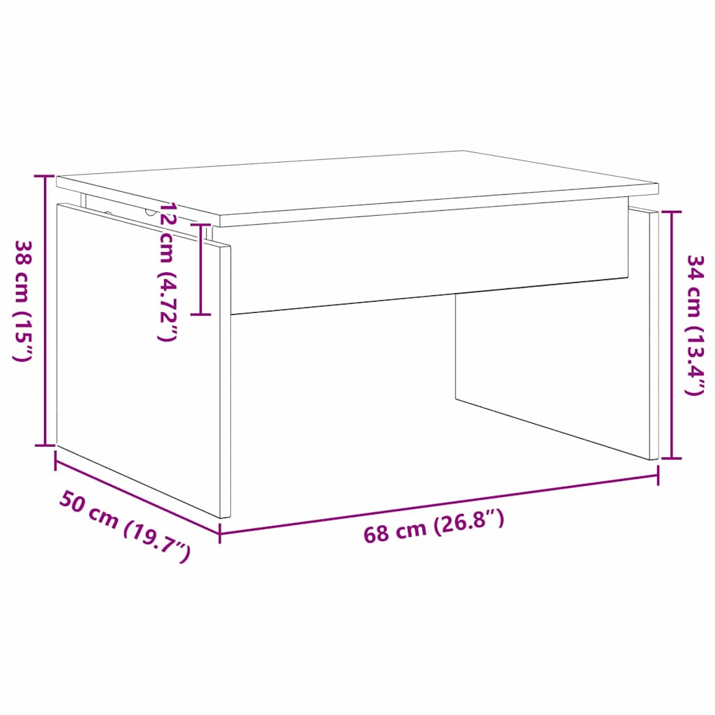 Masă de cafea Stejar Negru 68 x 38 x 50 cm Lemn compozit GartenMobel Dekor