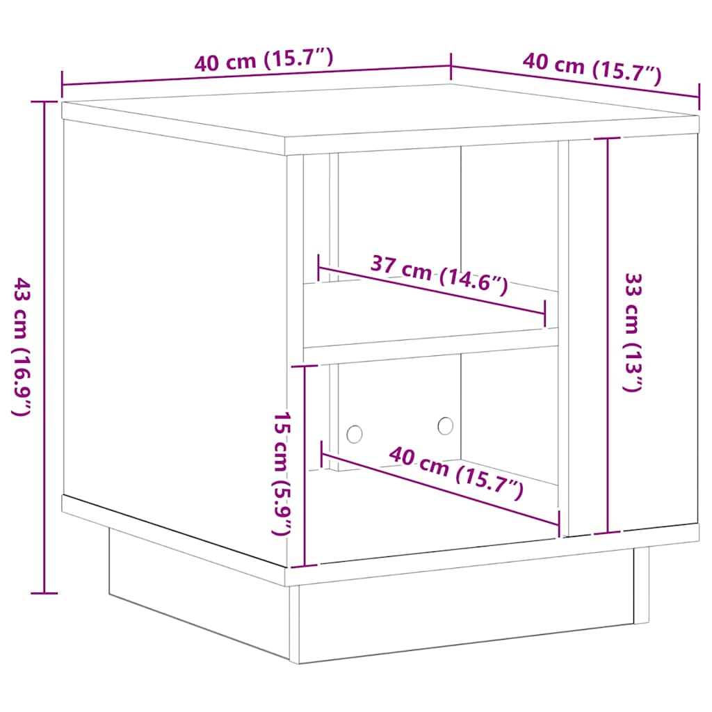 Masă de cafea Stejar negru 40 x 40 x 43 cm Lemn compozit GartenMobel Dekor