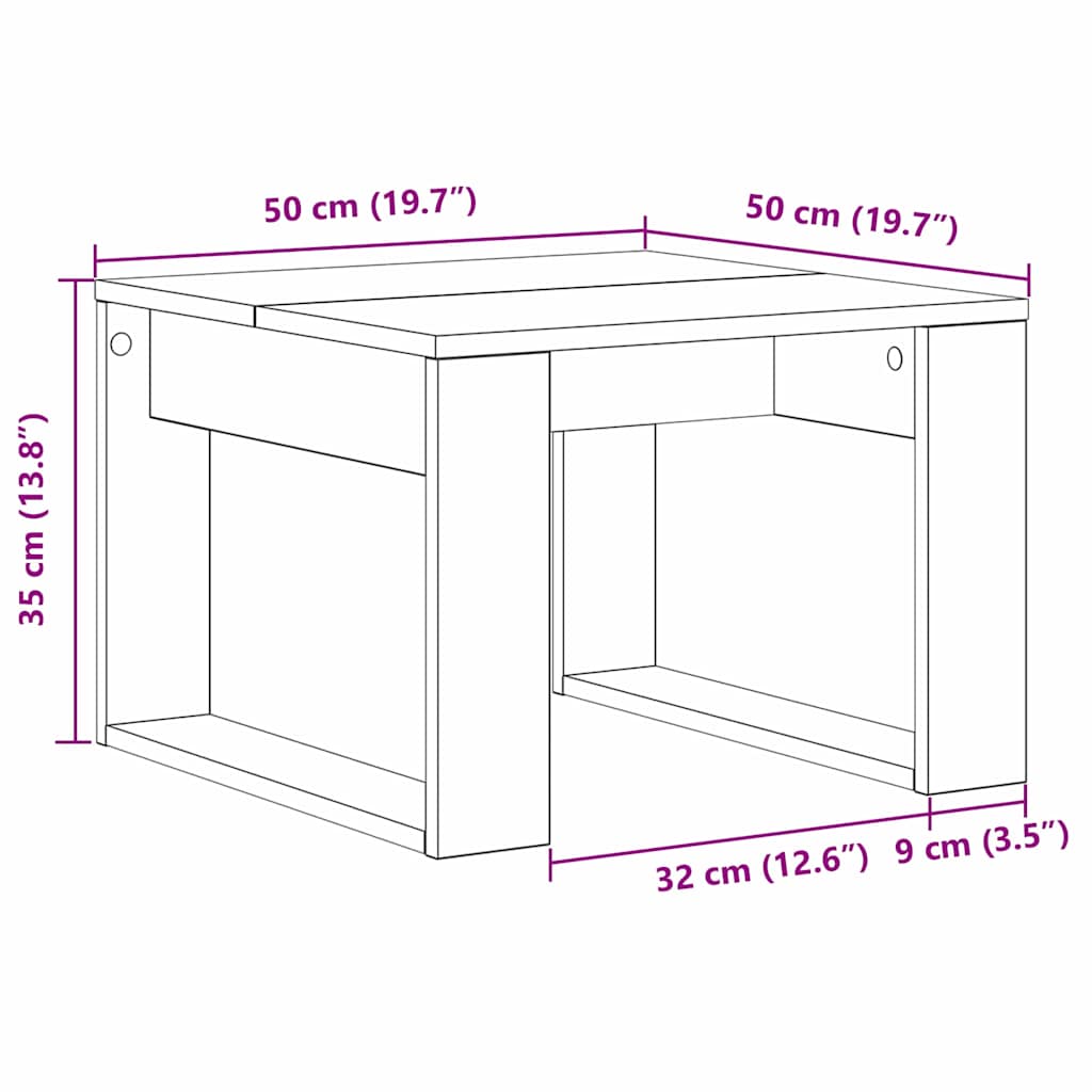 Masă de cafea Stejar negru 50 x 50 x 35 cm Lemn compozit GartenMobel Dekor