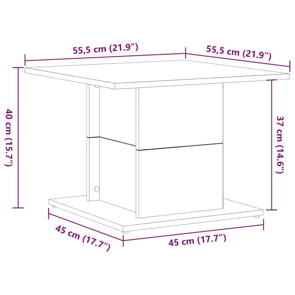 Masă de cafea Stejar negru 55.5 x 55.5 x 40 cm Lemn compozit GartenMobel Dekor