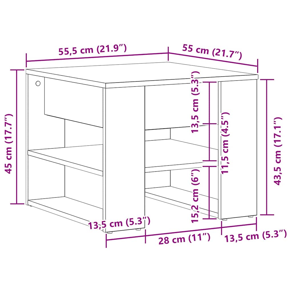 Masă de cafea Stejar negru 55.5 x 55 x 45 cm Lemn compozit GartenMobel Dekor