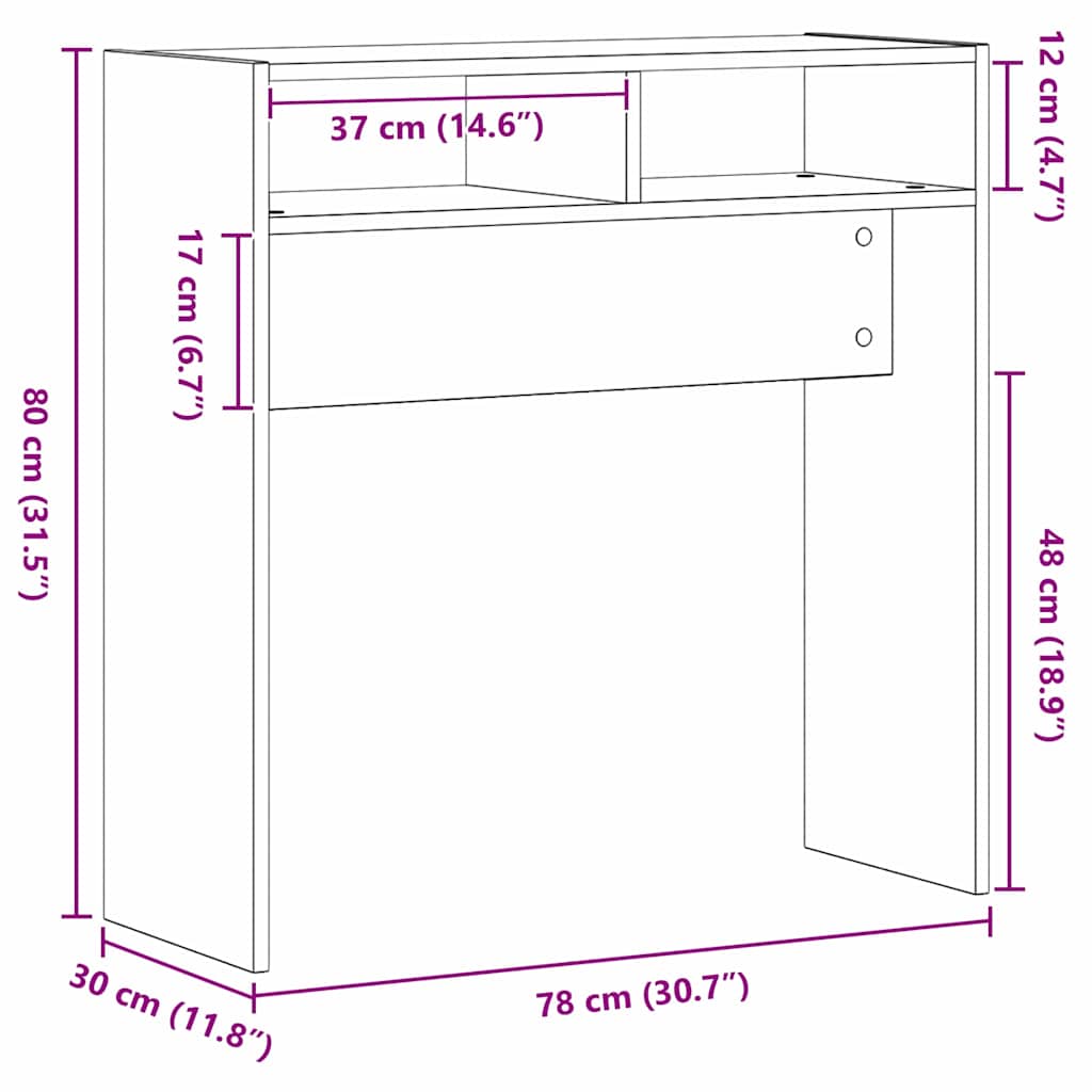 Masă de consolă Stejar negru 78 x 30 x 80 cm Lemn compozit GartenMobel Dekor
