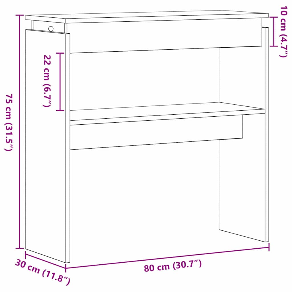 Masă de consolă Stejar negru 80 x 30 x 80 cm Lemn compozit GartenMobel Dekor