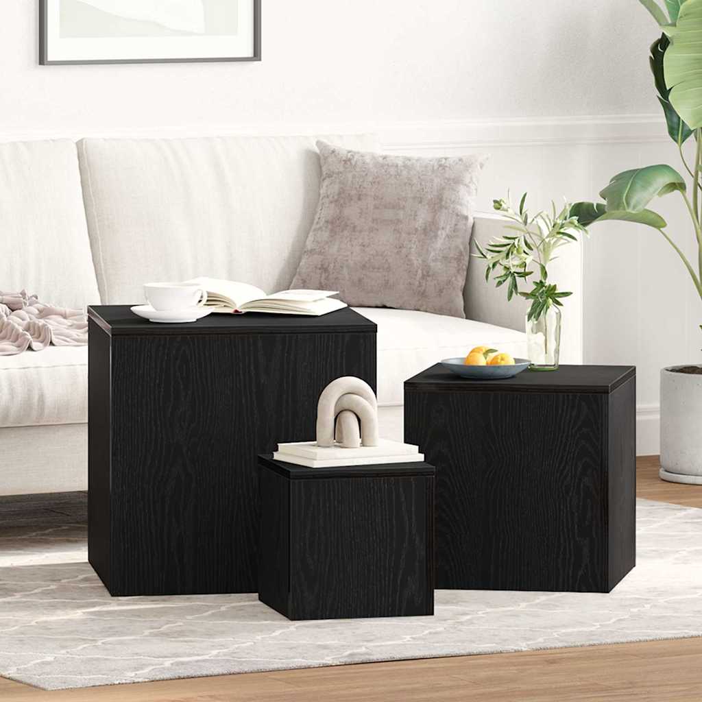 Masa de cuibărit 3 pcs Stejar negru 45 x 45 x 45 cm GartenMobel Dekor