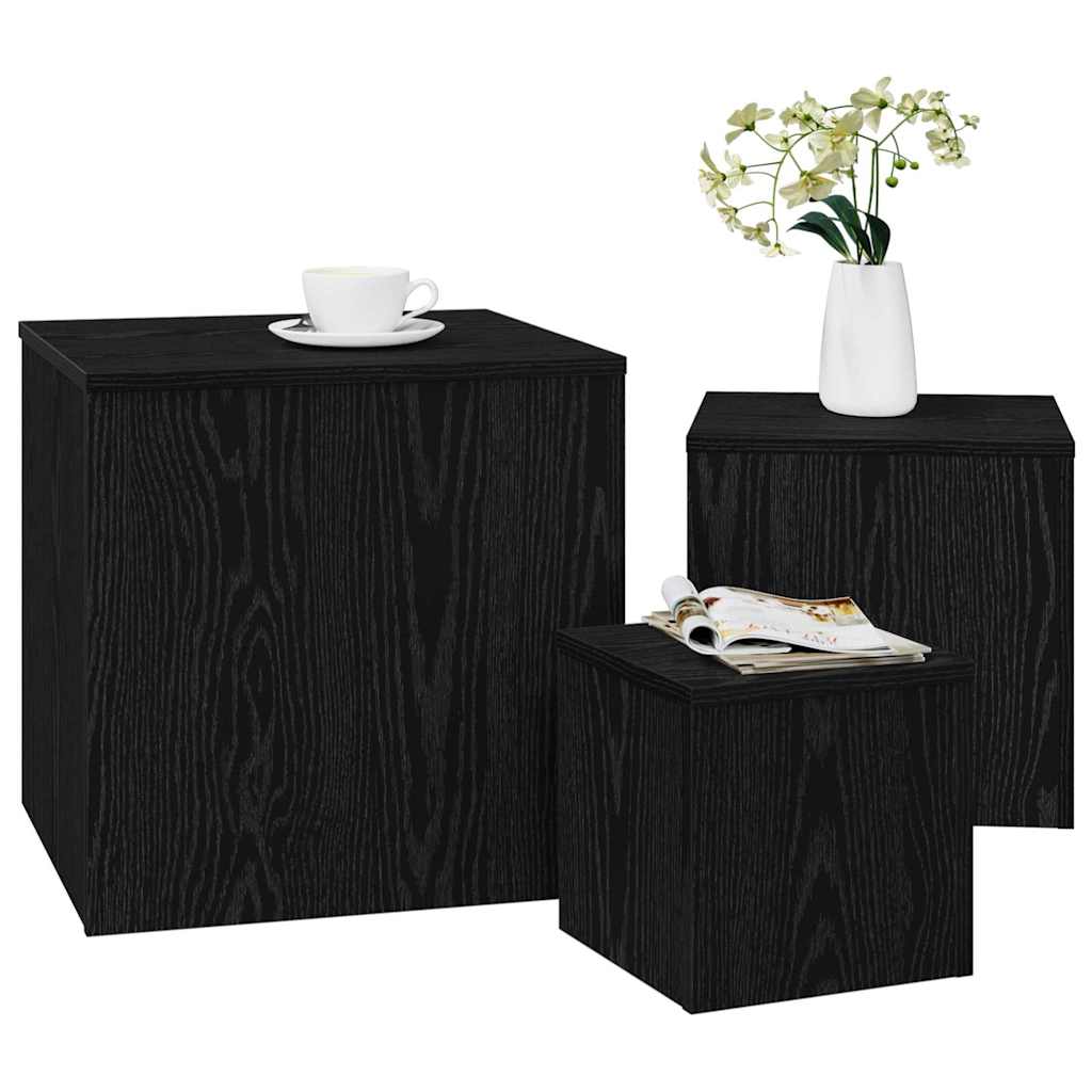 Masa de cuibărit 3 pcs Stejar negru 45 x 45 x 45 cm GartenMobel Dekor