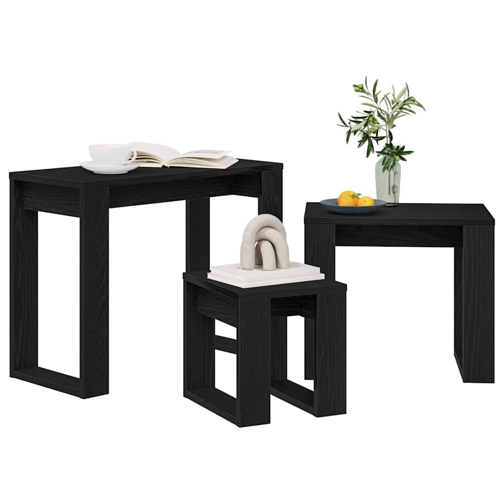 Masa de cuibărit 3 pcs Stejar negru 61 x 28 x 47 cm GartenMobel Dekor
