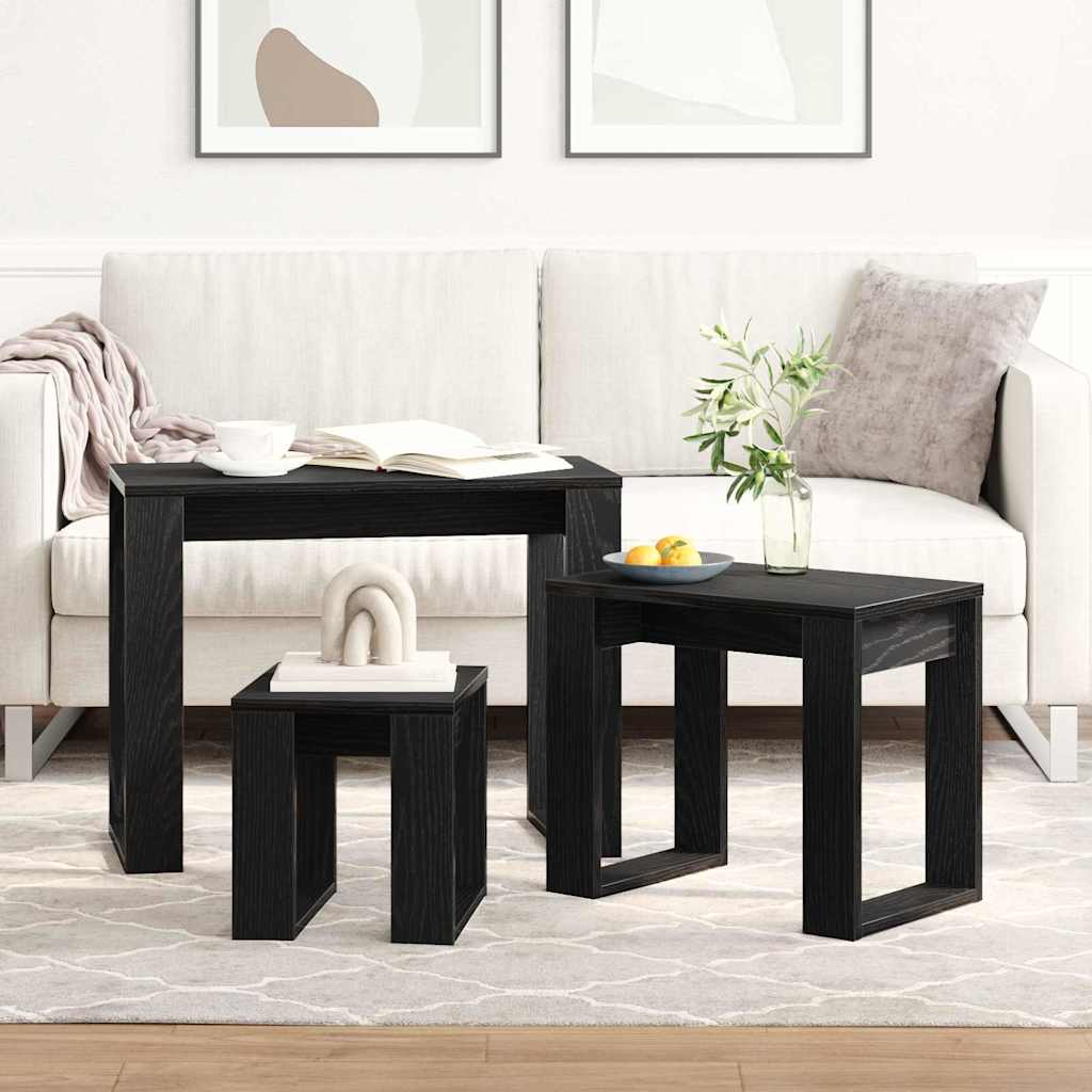 Masa de cuibărit 3 pcs Stejar negru 61 x 28 x 47 cm GartenMobel Dekor