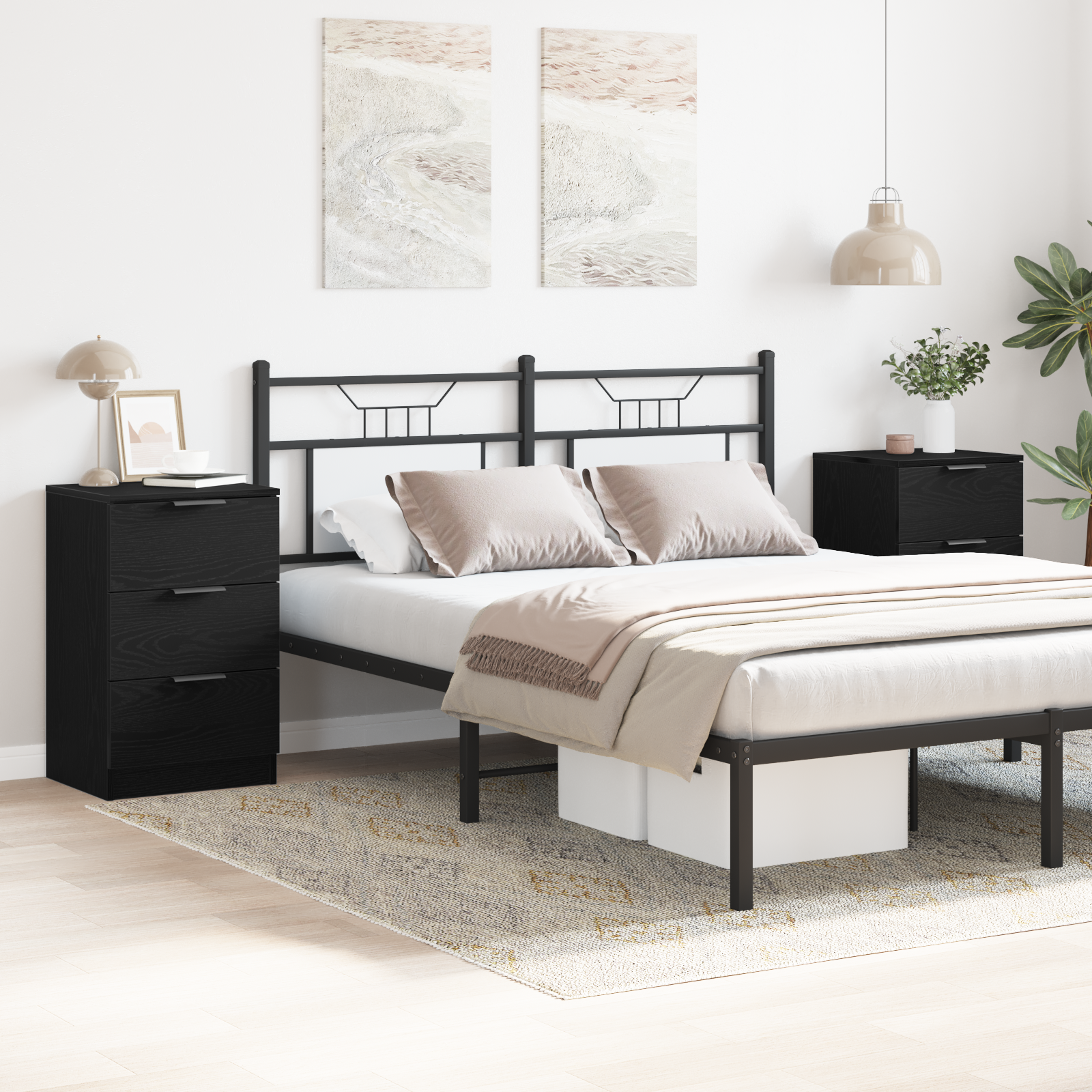 Dulap de noapte cu sertar 2 pcs Stejar negru 40 x 65 x 65 cm GartenMobel Dekor