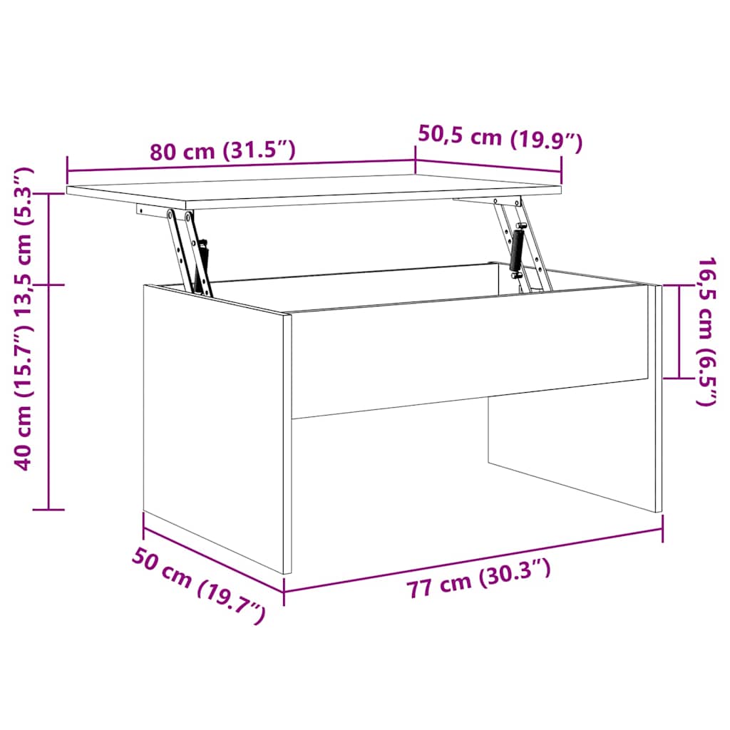 Masă de cafea Stejar Negru 80 x 50.5 x 41.5 cm Lemn compozit GartenMobel Dekor