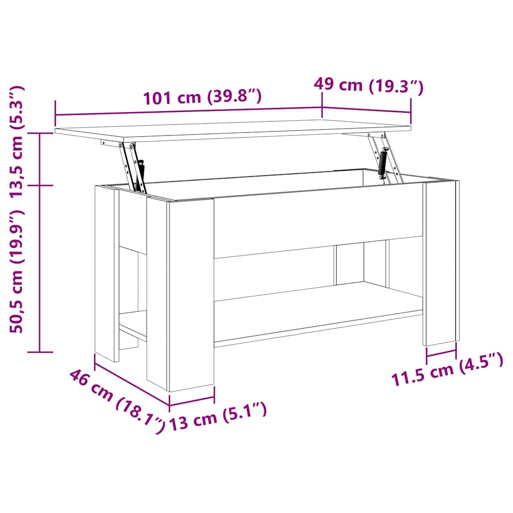 Masă de cafea Stejar negru 101 x 49 x 52 cm Lemn compozit GartenMobel Dekor