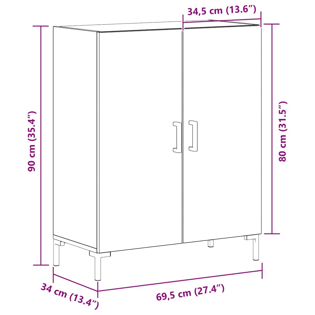 Vitrină Stejar Negru 69.5 x 34 x 90 cm Lemn compozit GartenMobel Dekor