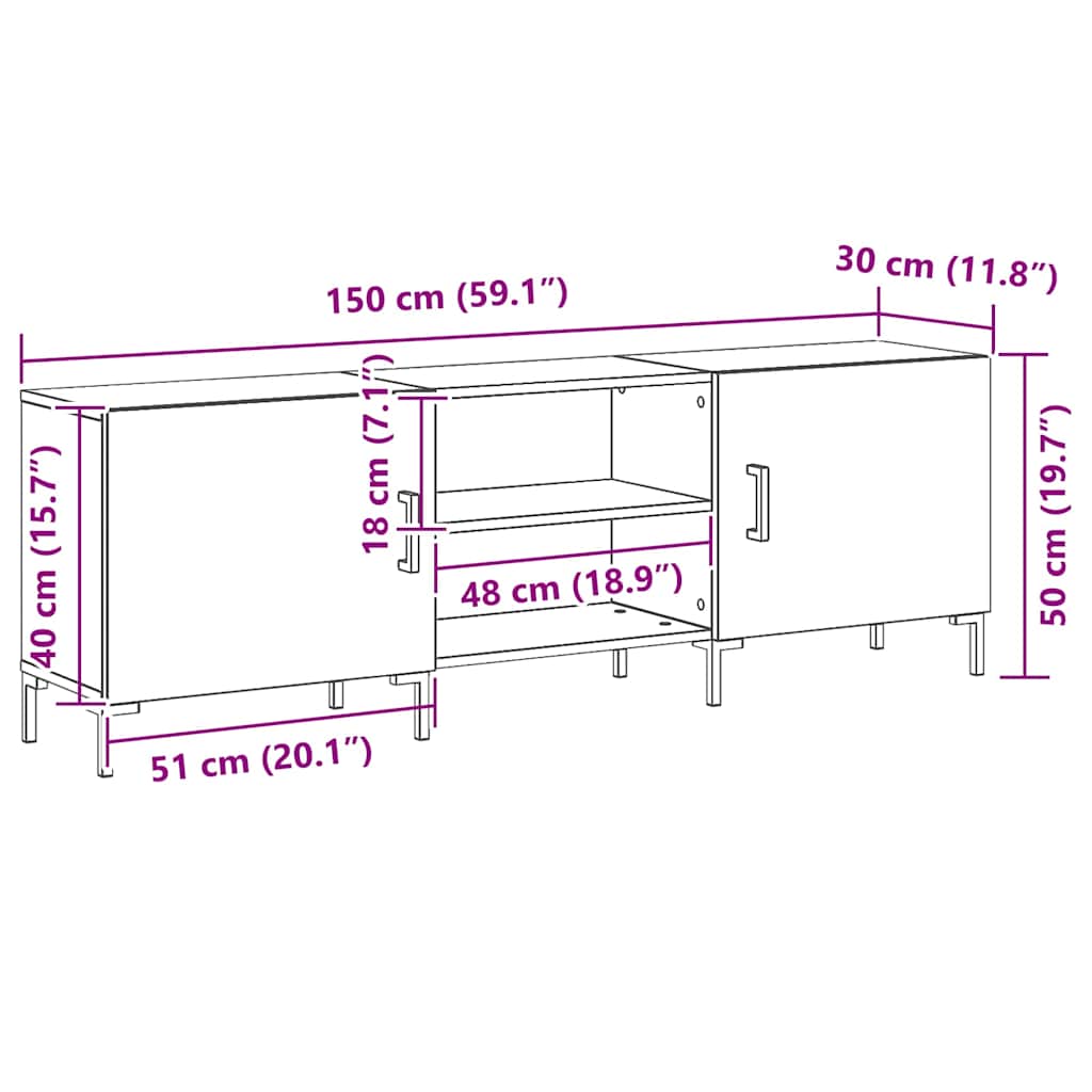 Cabinet TV Stejar negru 150 x 30 x 50 cm Lemn compozit GartenMobel Dekor