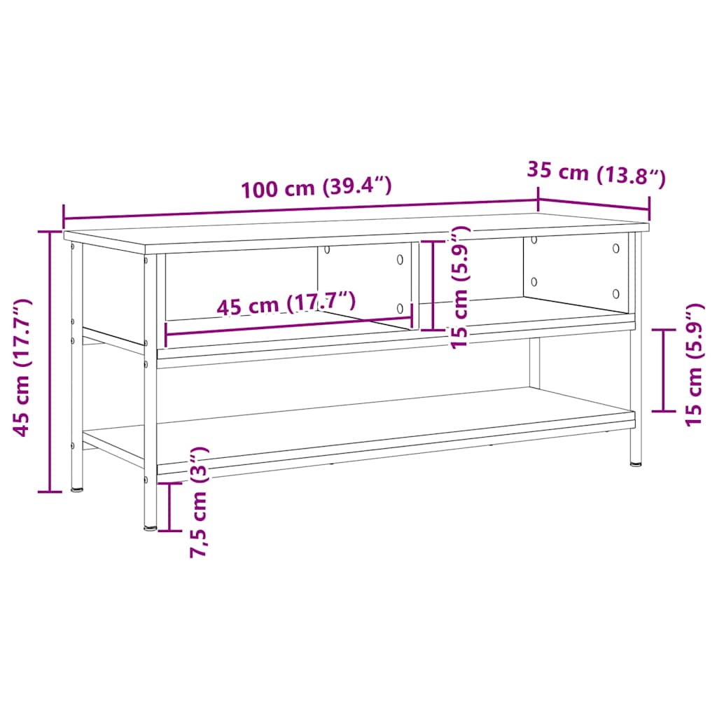 Cabinet TV stejar artizanal 100 x 35 x 45 cm Lemn compozit GartenMobel Dekor
