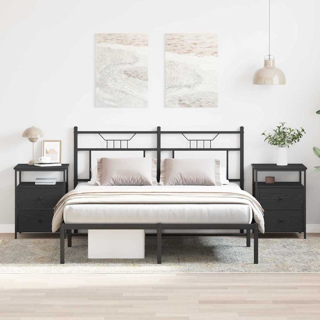 Cabinet de noptieră 2 pcs Stejar negru 44 x 45 x 60 cm GartenMobel Dekor