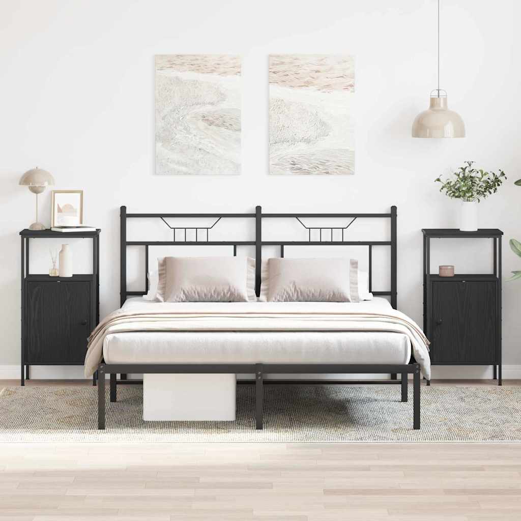 Dulap de noapte 2 pcs Stejar negru 41 x 31 x 80 cm GartenMobel Dekor