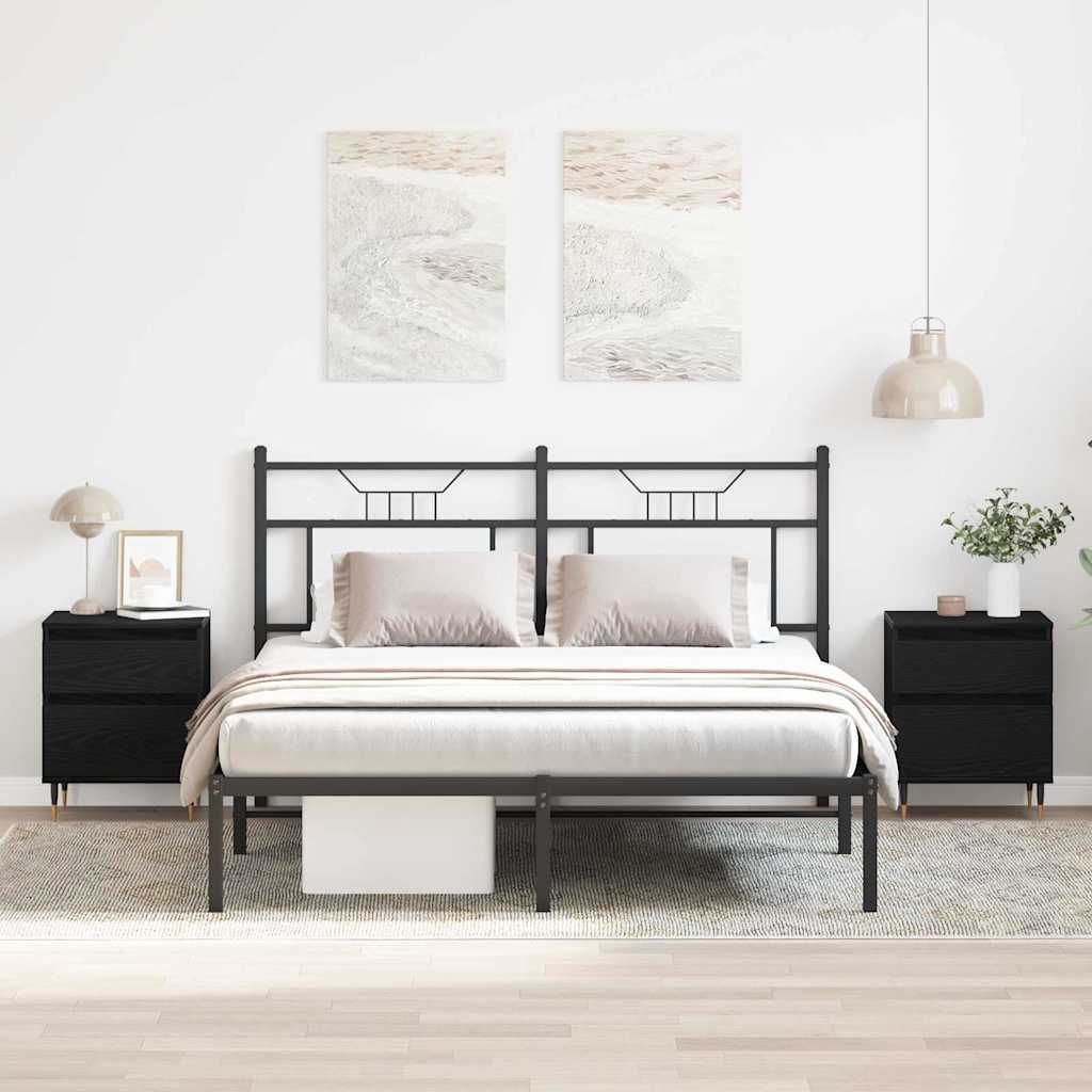 Dulap de noapte cu sertar 2 pcs Stejar negru GartenMobel Dekor