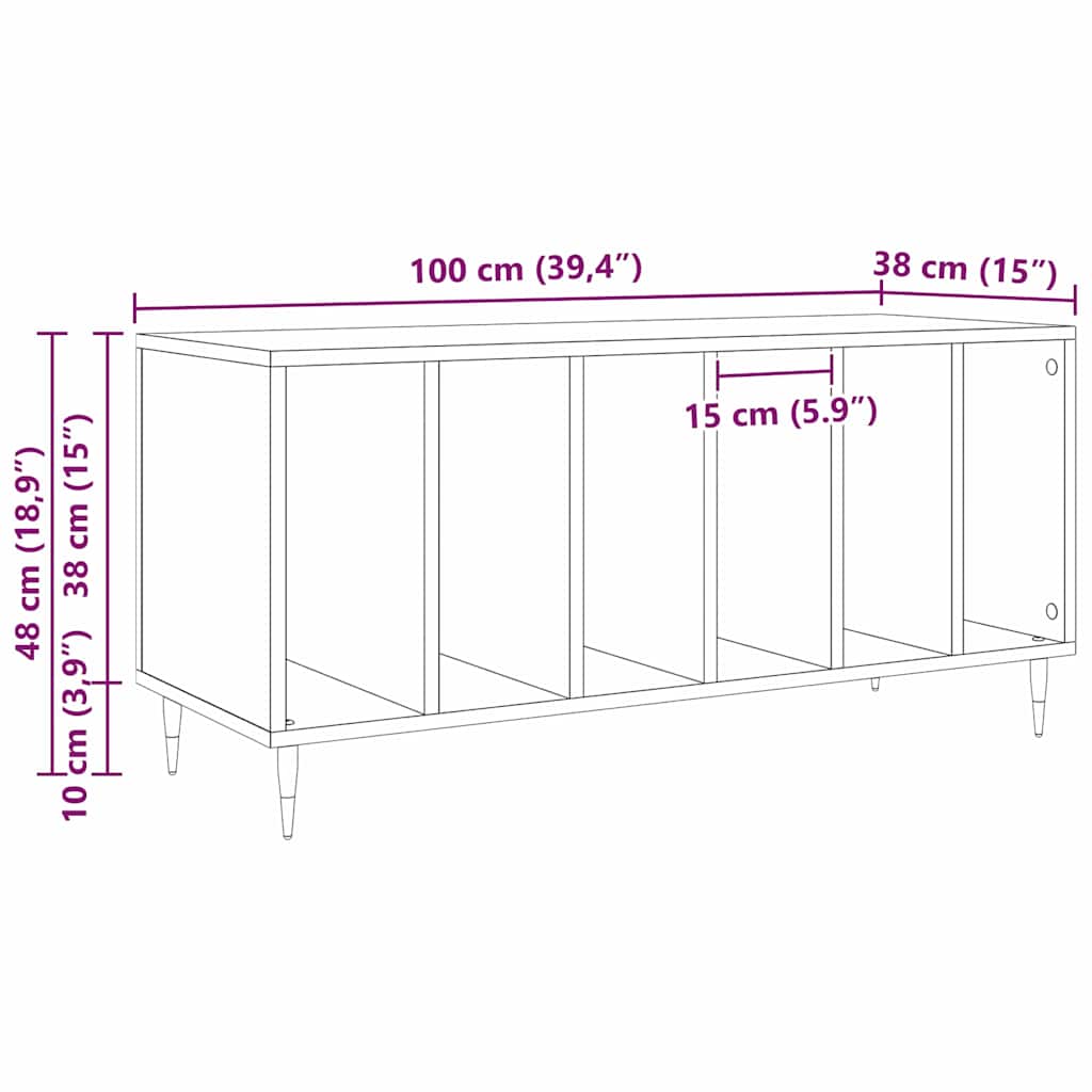 Dulap pentru discuri de vinil Lemn vechi 100 x 38 x 48 cm GartenMobel Dekor