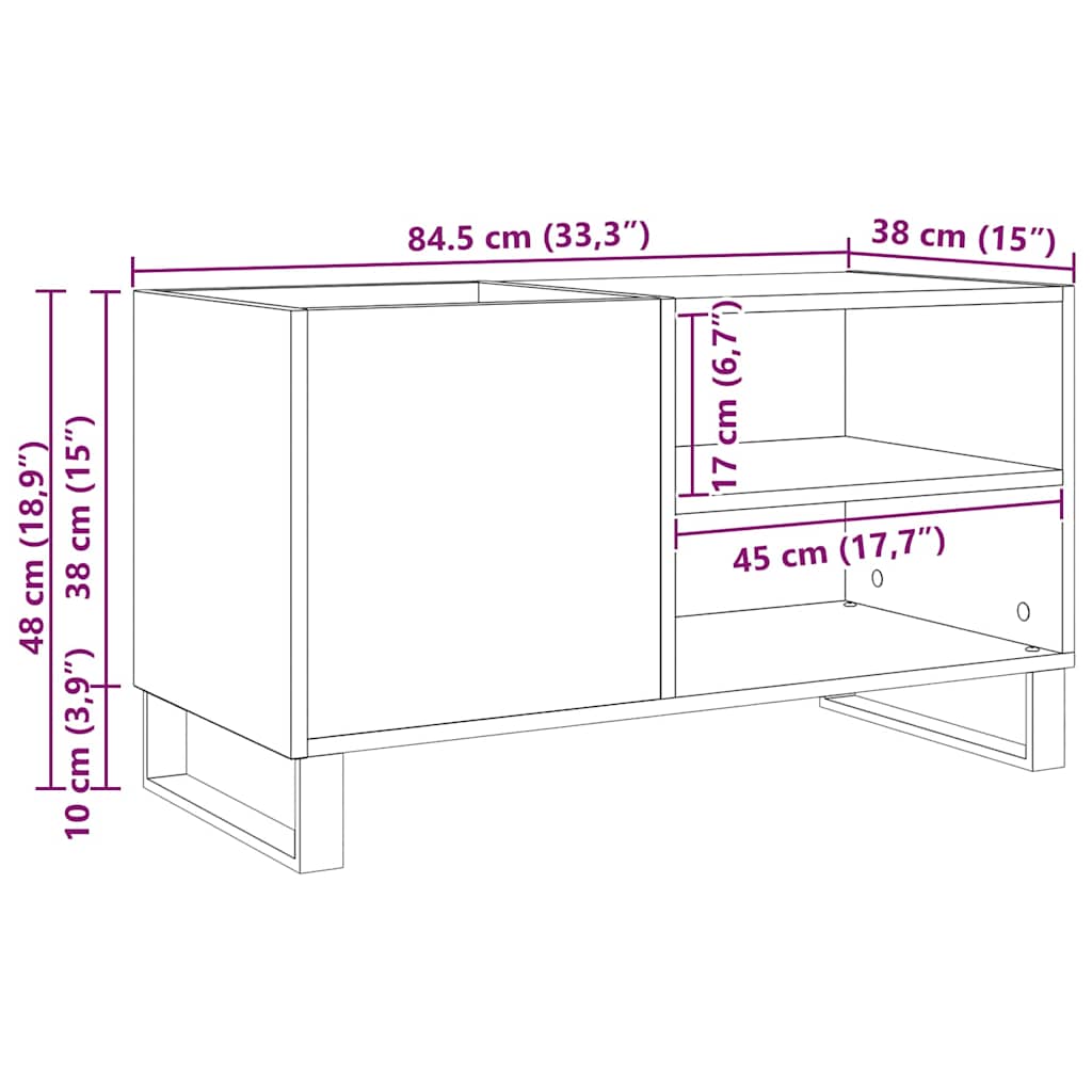 Dulap pentru discuri de vinil Stejar negru 85 x 38 x 48 cm GartenMobel Dekor