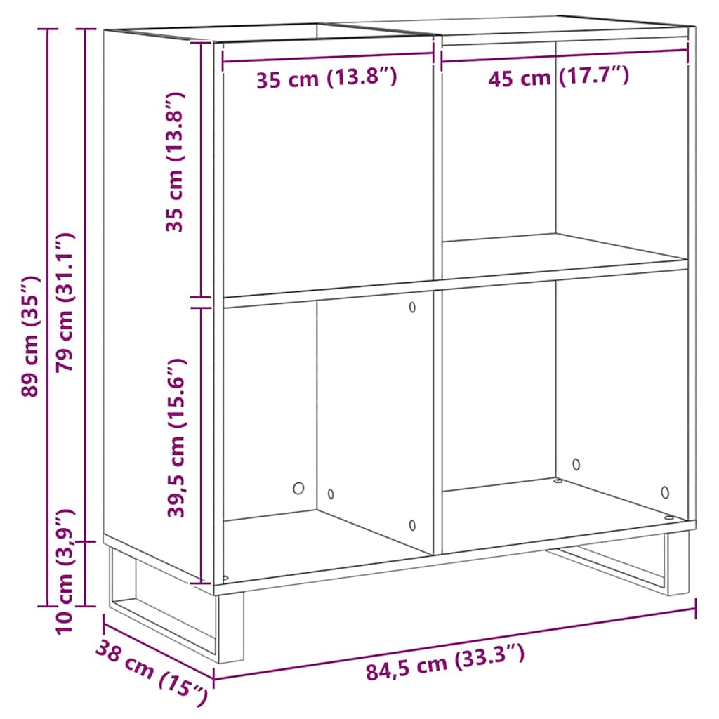 Dulap pentru discuri de vinil Stejar negru 85 x 38 x 89 cm GartenMobel Dekor