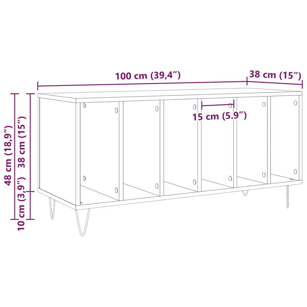 Dulap pentru discuri de vinil stejar artizanal 100 x 38 x 48 cm GartenMobel Dekor