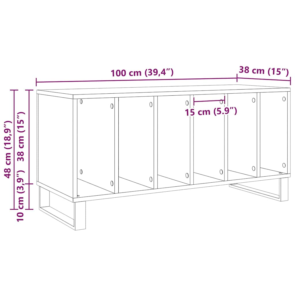 Dulap pentru discuri de vinil stejar artizanal 100 x 38 x 48 cm GartenMobel Dekor