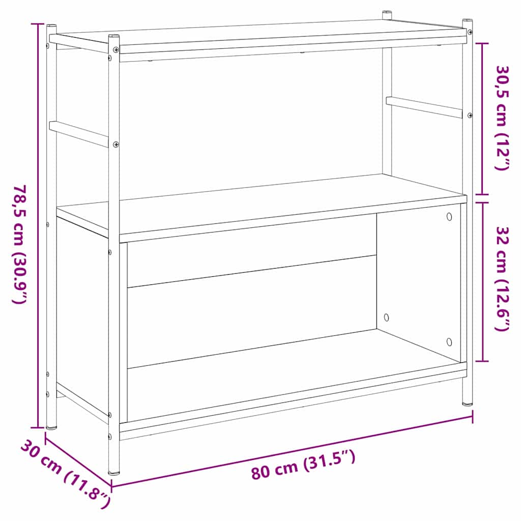 Raft pentru cărți Stejar negru 80 x 30 x 78.5 cm Lemn compozit GartenMobel Dekor