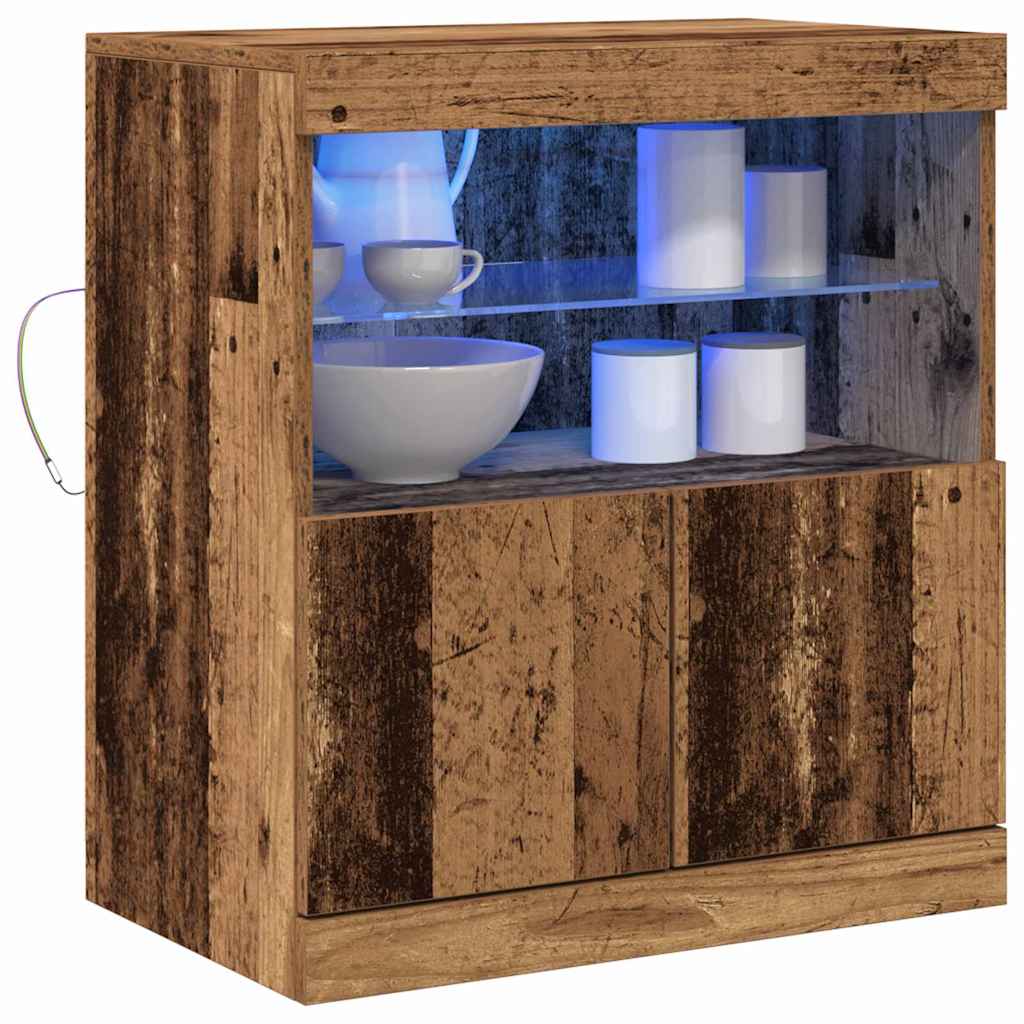 Bufet cu lumini cu bandă LED Maro 60 x 37 x 67 cm Lemn compozit GartenMobel Dekor