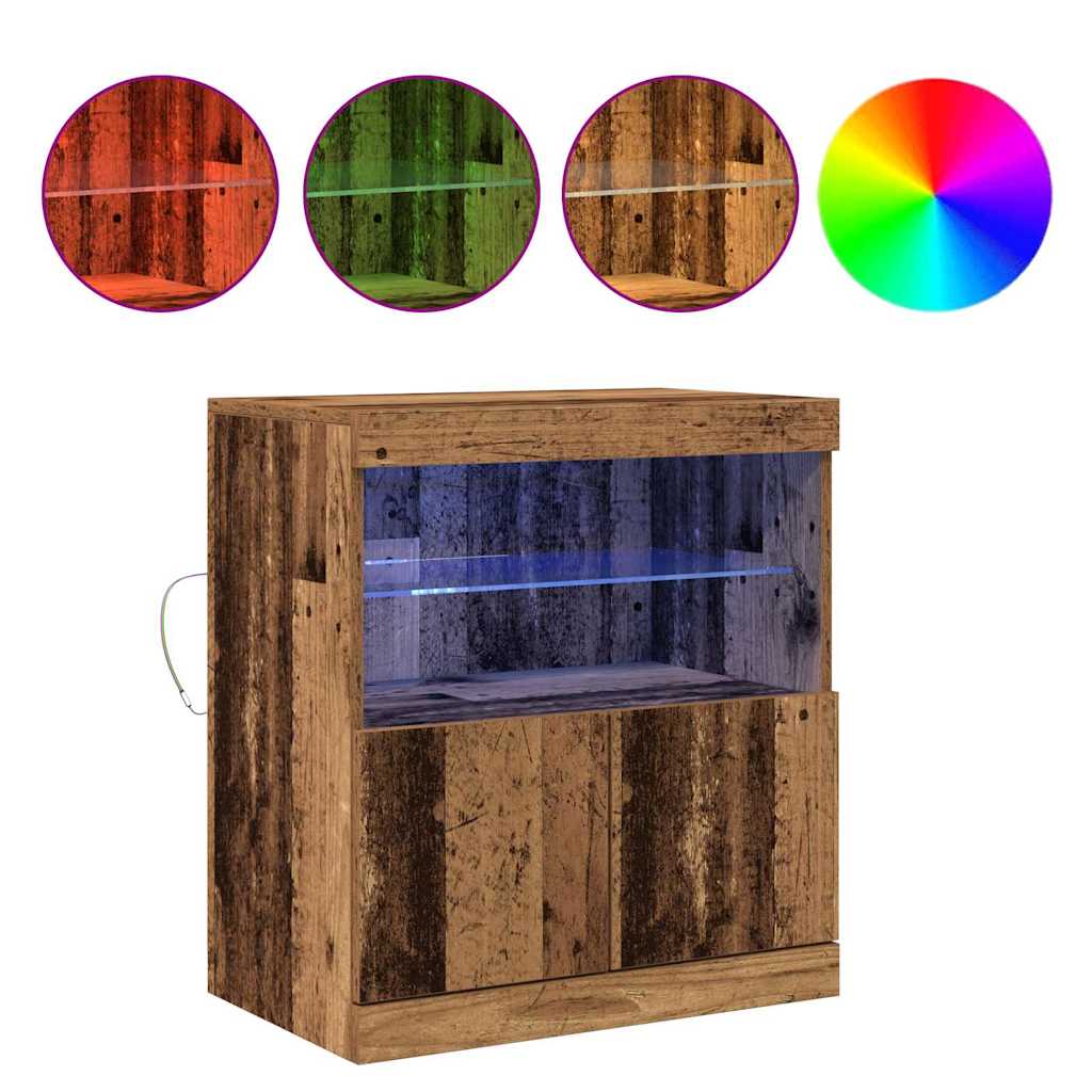 Bufet cu lumini cu bandă LED Maro 60 x 37 x 67 cm Lemn compozit GartenMobel Dekor