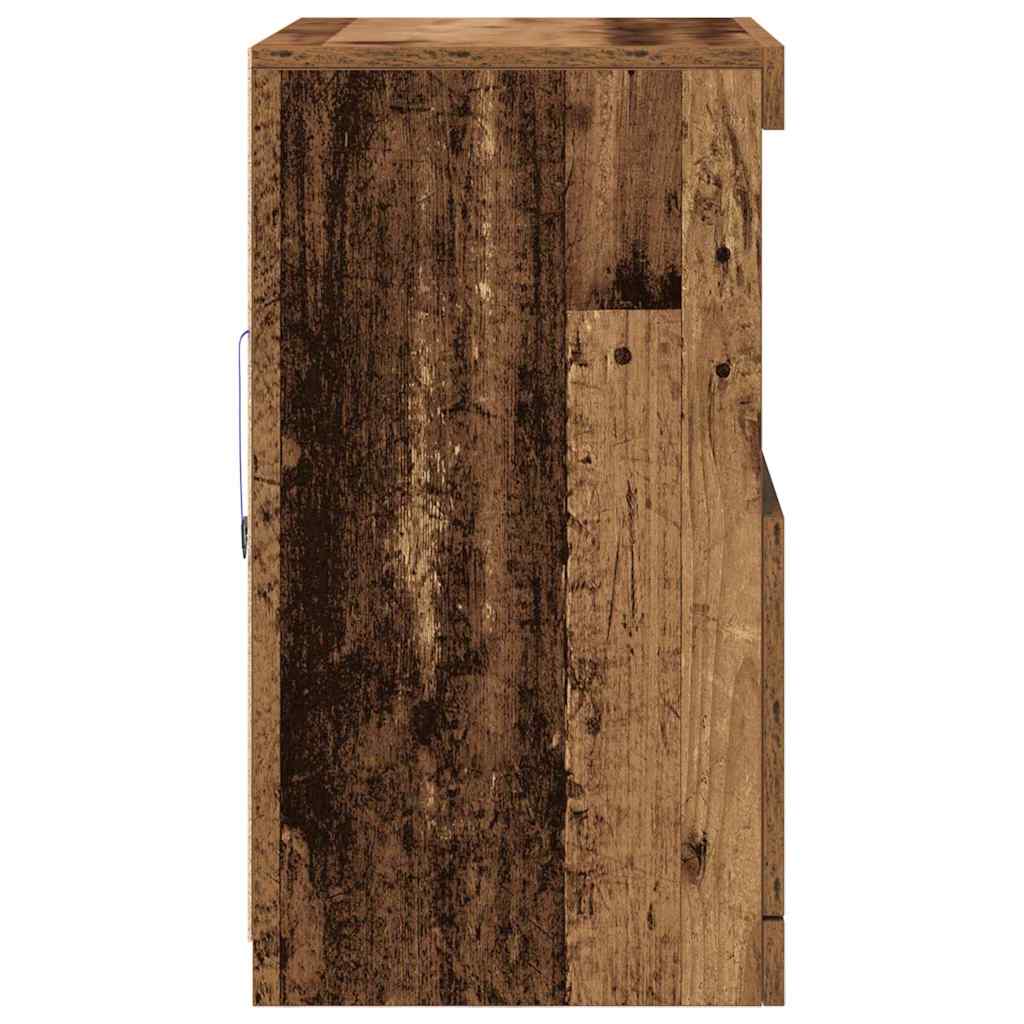 Bufet cu lumini cu bandă LED Maro 60 x 37 x 67 cm Lemn compozit GartenMobel Dekor