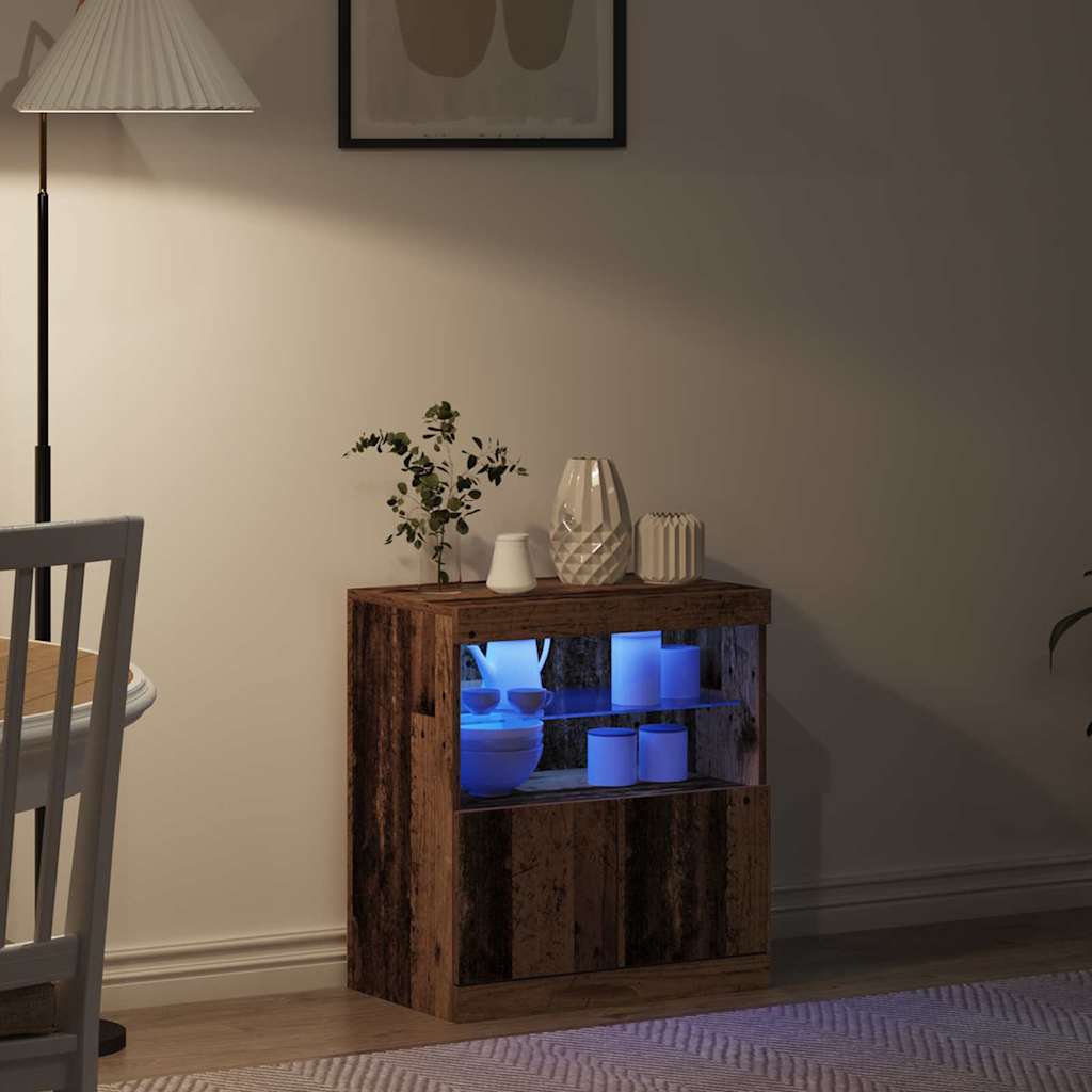 Bufet cu lumini cu bandă LED Maro 60 x 37 x 67 cm Lemn compozit GartenMobel Dekor