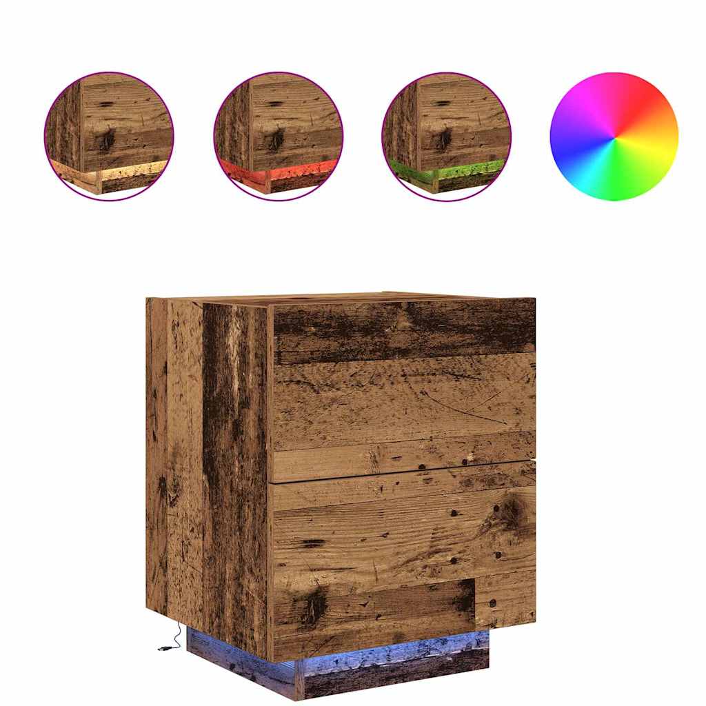 Dulap de noapte cu sertar 2 pcs Lemn vechi GartenMobel Dekor