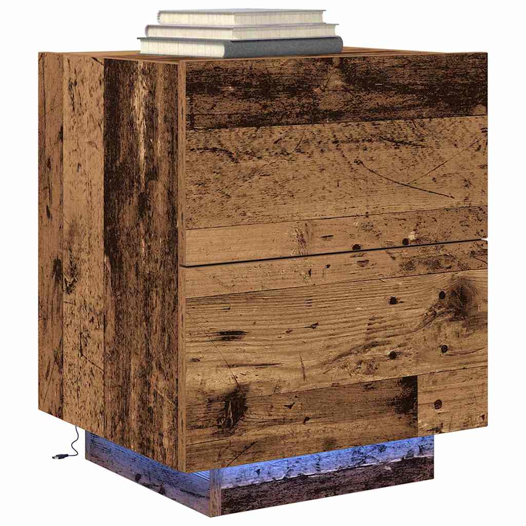 Dulap de noapte cu sertar 2 pcs Lemn vechi GartenMobel Dekor