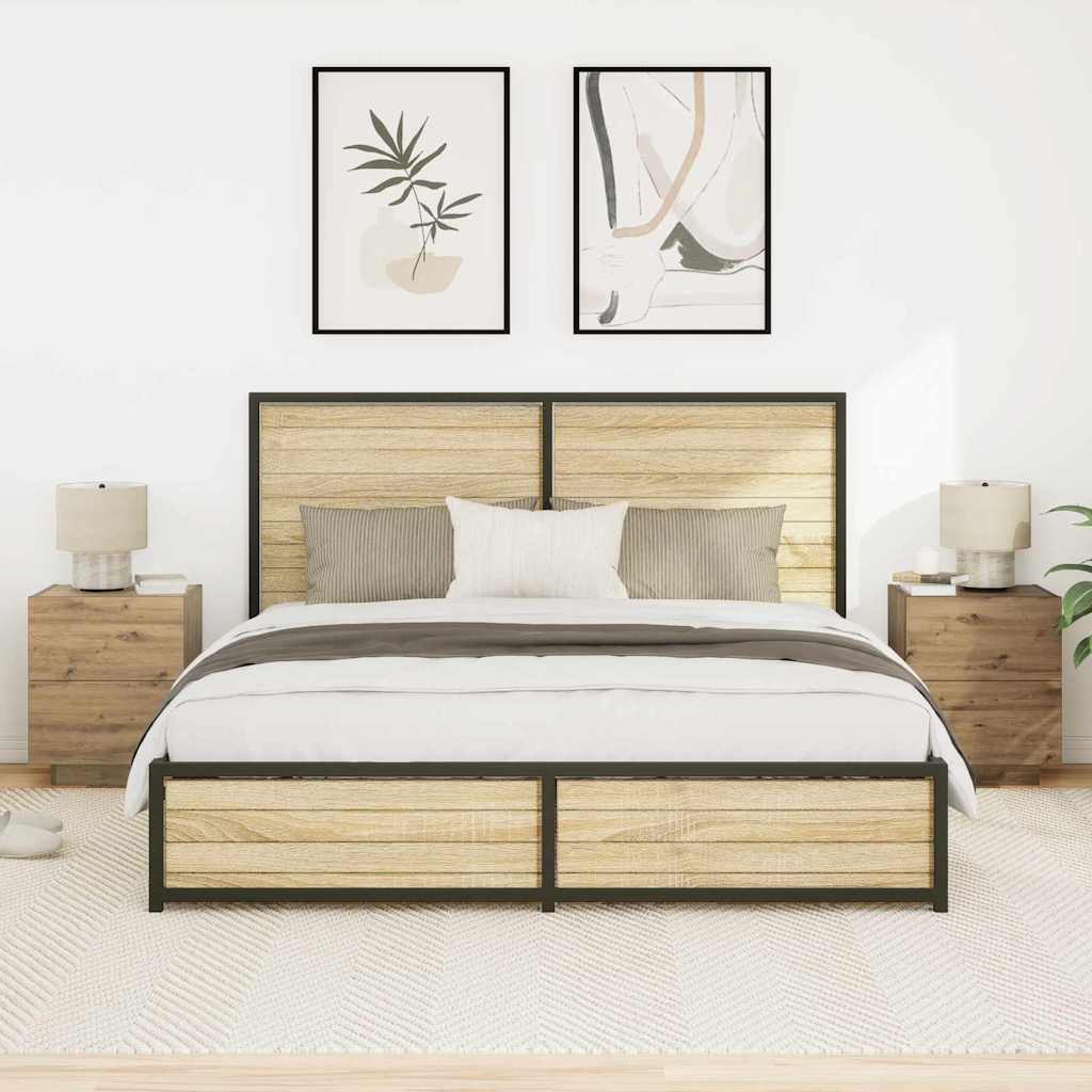 Dulap de noapte cu sertar 2 pcs stejar artizanal GartenMobel Dekor