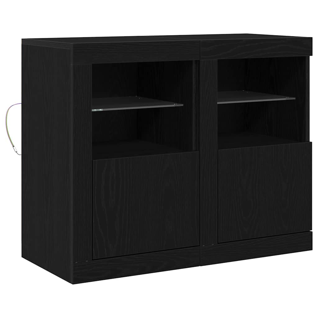 Dulap lateral 2 pcs Stejar negru 41 x 37 x 67 cm Lemn compozit GartenMobel Dekor