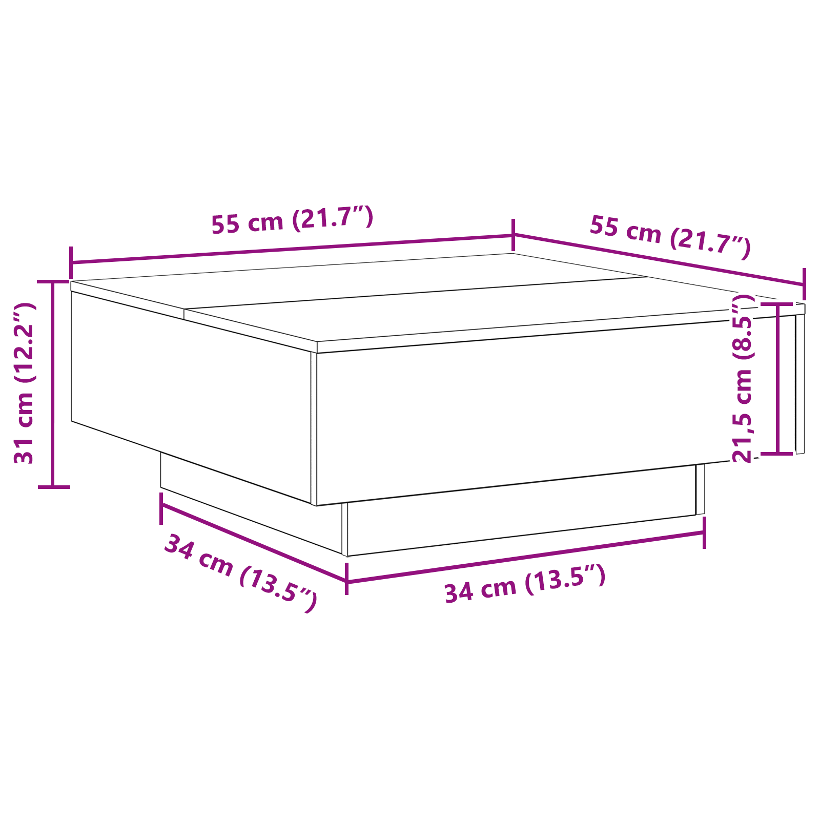 Masă de Cafea Stejar negru 80 x 80 x 31 cm Lemn compozit GartenMobel Dekor