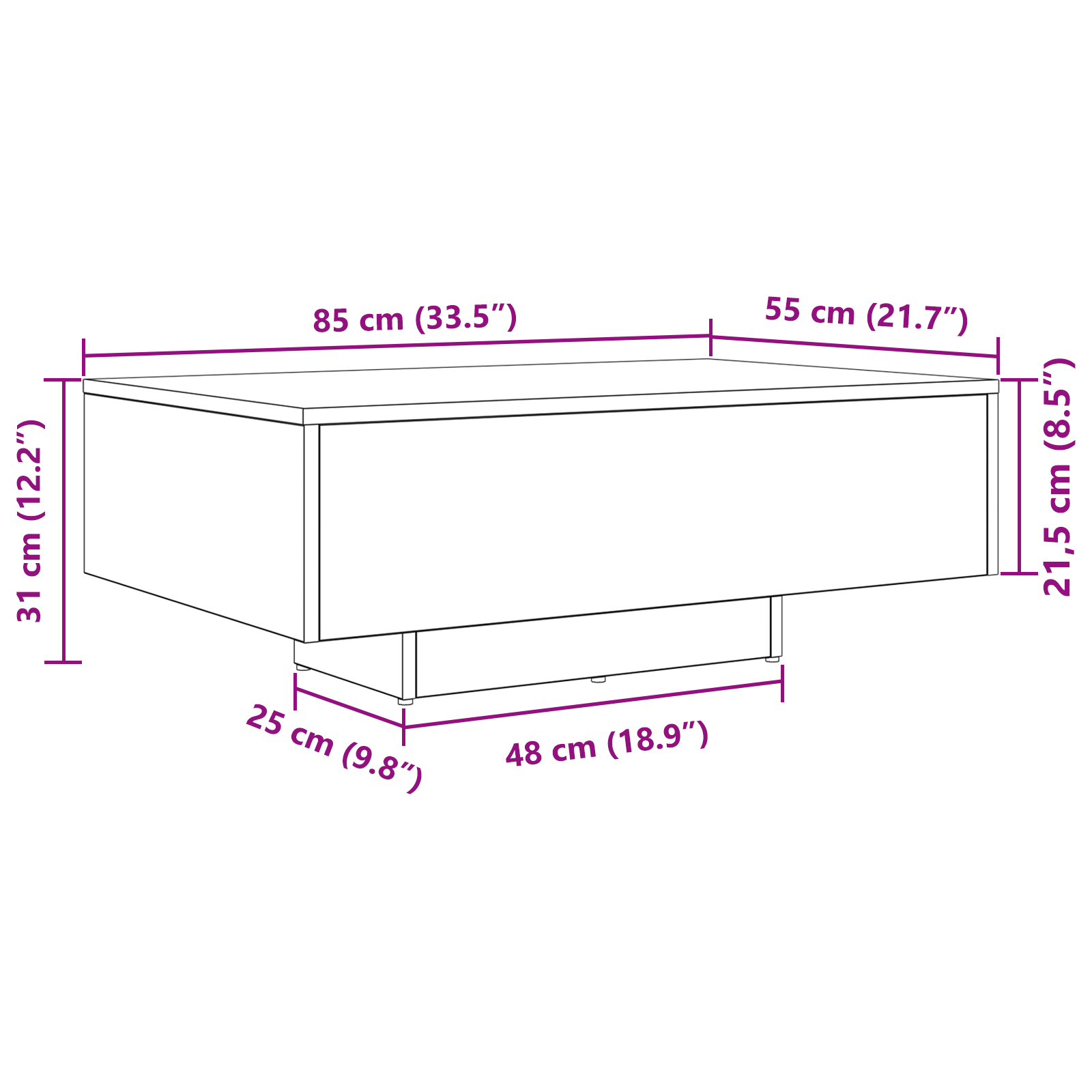 Masă de Cafea stejar artizanal 85 x 55 x 31 cm Lemn compozit GartenMobel Dekor
