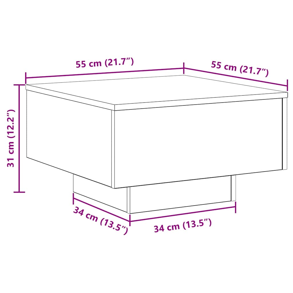 Masă de cafea stejar artizanal 55 x 55 x 31 cm Lemn compozit GartenMobel Dekor