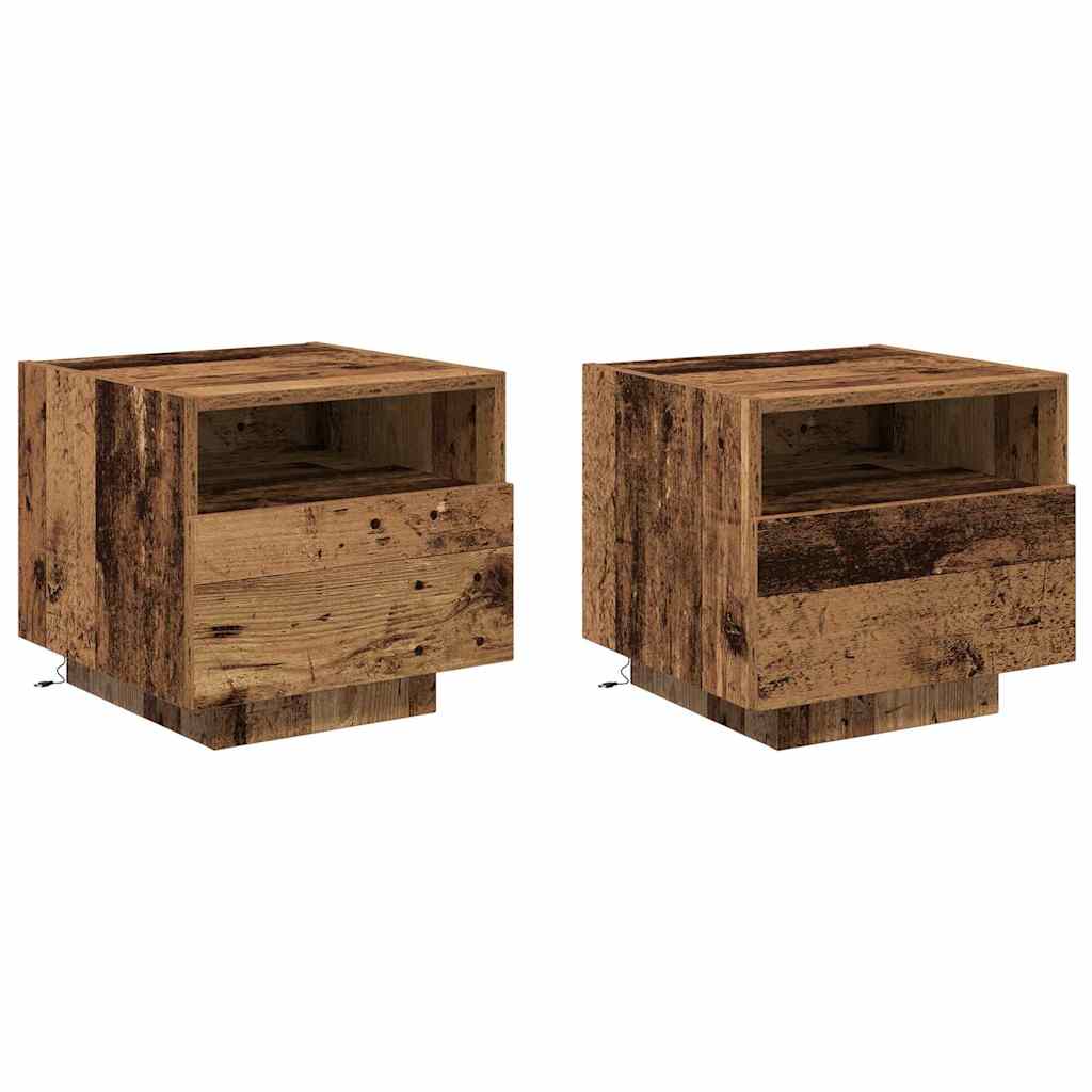 Noptieră 2 pcs Lemn vechi 40 x 39 x 37 cm Lemn compozit GartenMobel Dekor