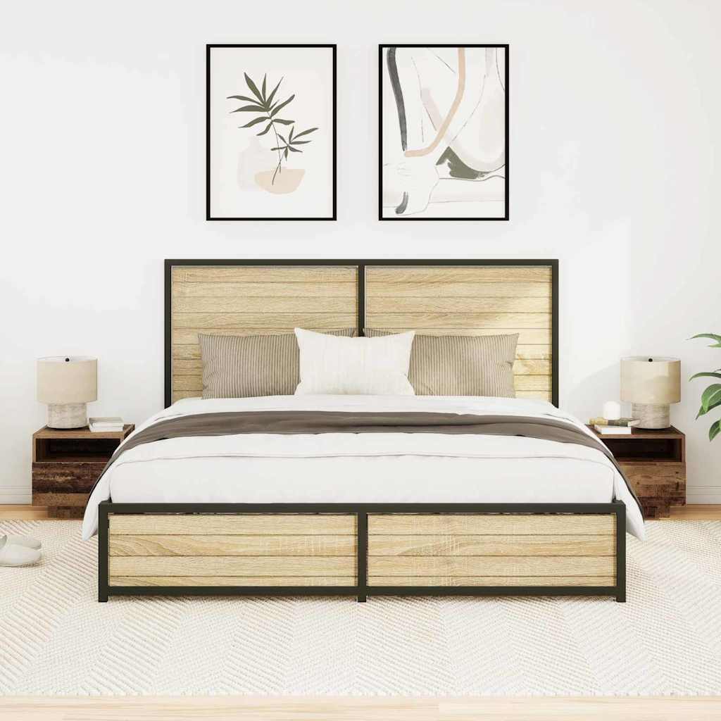 Noptieră 2 pcs Lemn vechi 40 x 39 x 37 cm Lemn compozit GartenMobel Dekor