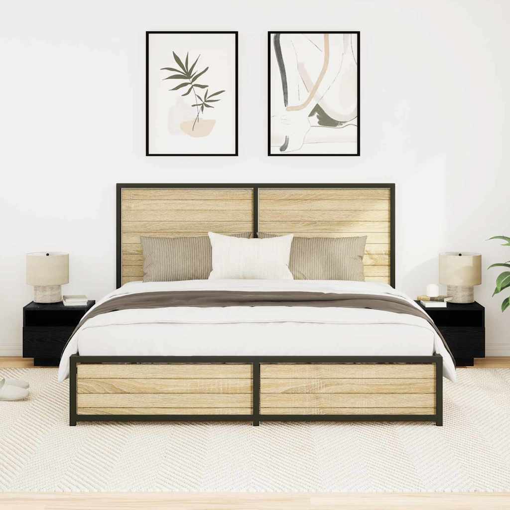 Noptieră 2 pcs Stejar negru 40 x 39 x 37 cm Lemn compozit GartenMobel Dekor