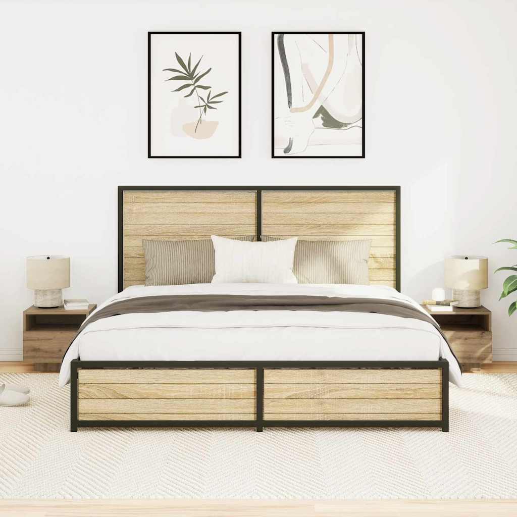 Noptieră 2 pcs stejar artizanal 40 x 39 x 37 cm Lemn compozit GartenMobel Dekor