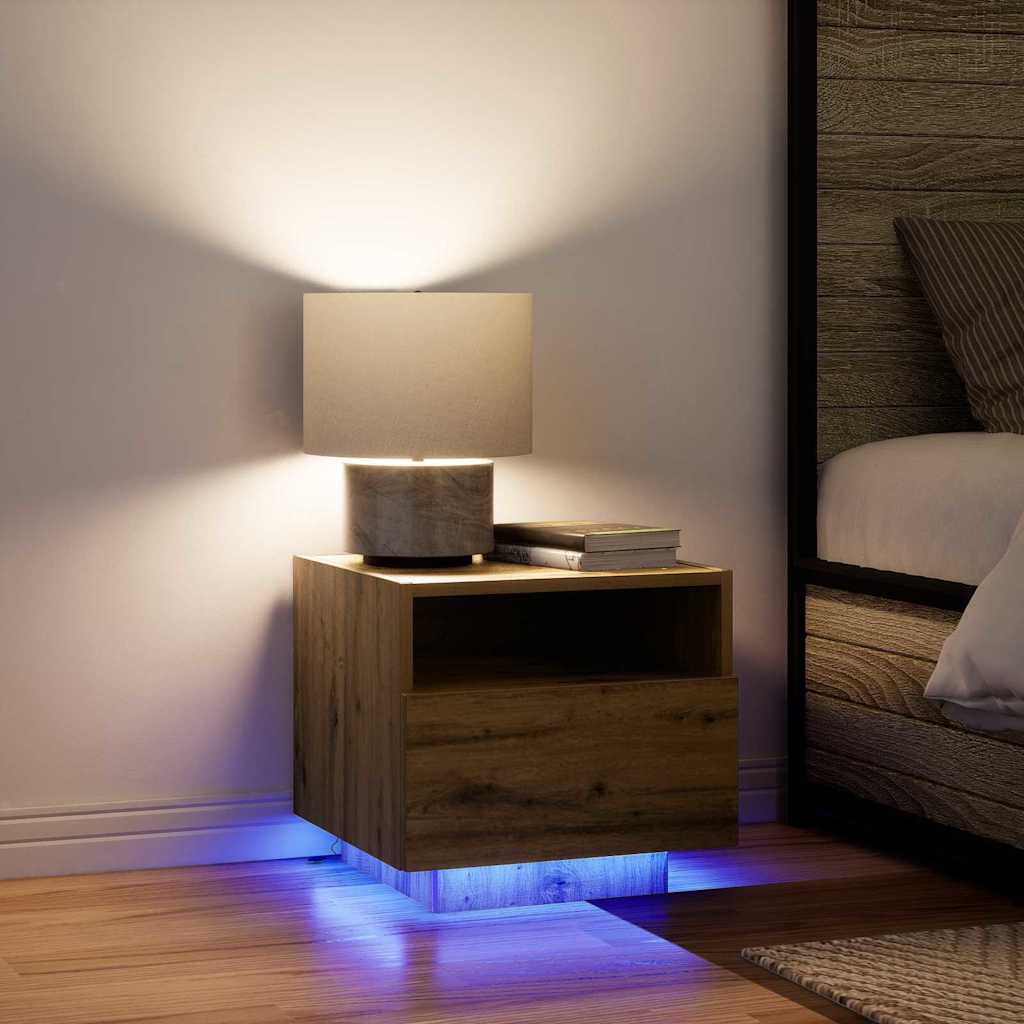 Noptieră stejar artizanal 40 x 39 x 37 cm Lemn compozit GartenMobel Dekor