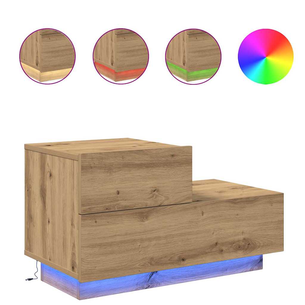 Noptieră stejar artizanal 70 x 36 x 40.5 cm Lemn compozit GartenMobel Dekor