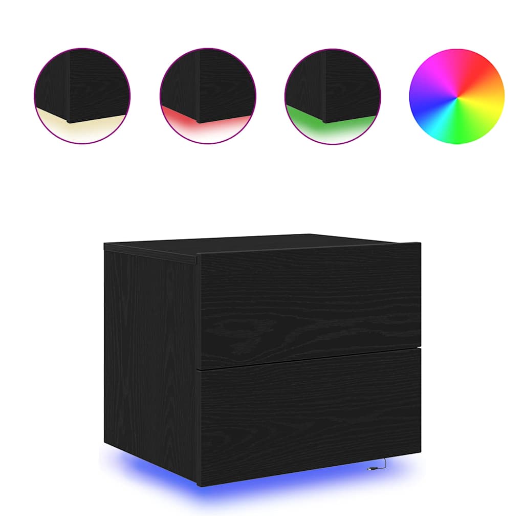 Noptieră suspendată 2 pcs Stejar negru 50 x 39 x 41 cm GartenMobel Dekor