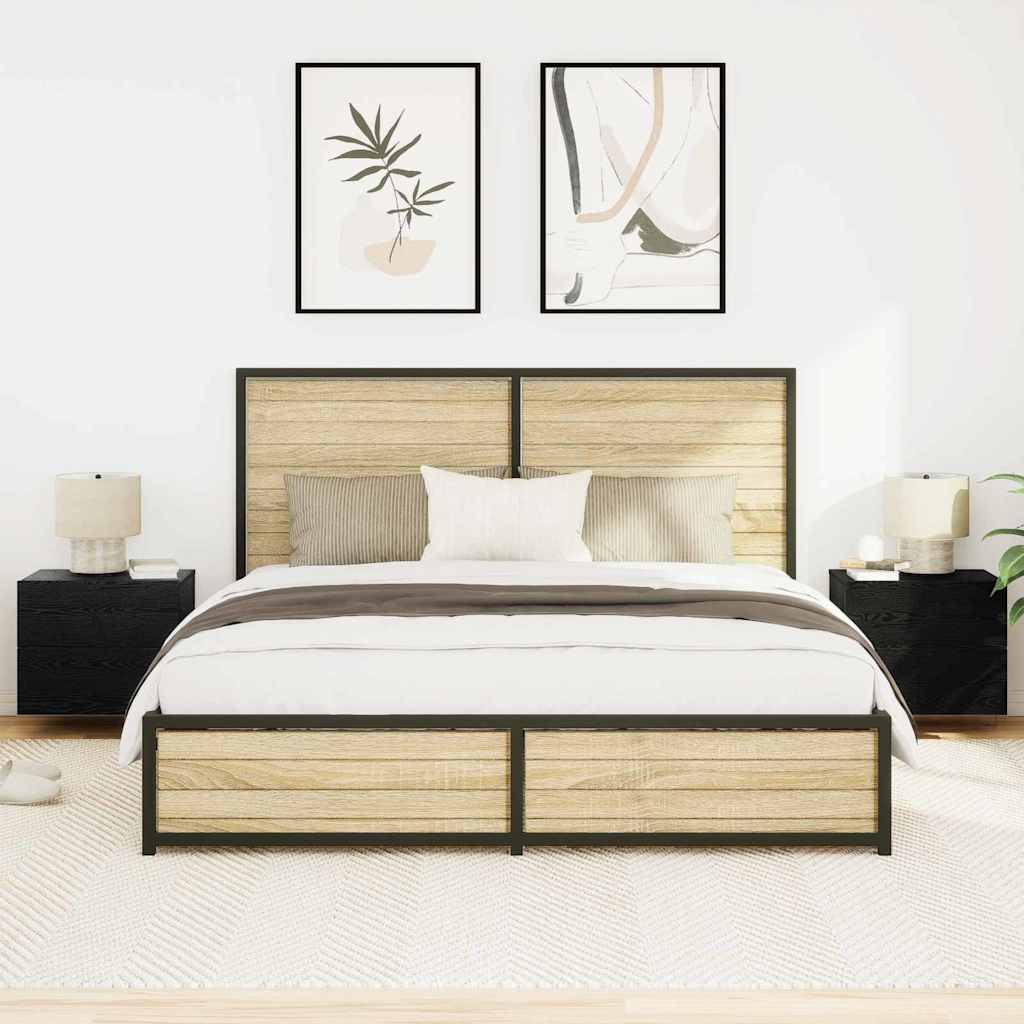 Noptieră suspendată 2 pcs Stejar negru 50 x 39 x 41 cm GartenMobel Dekor