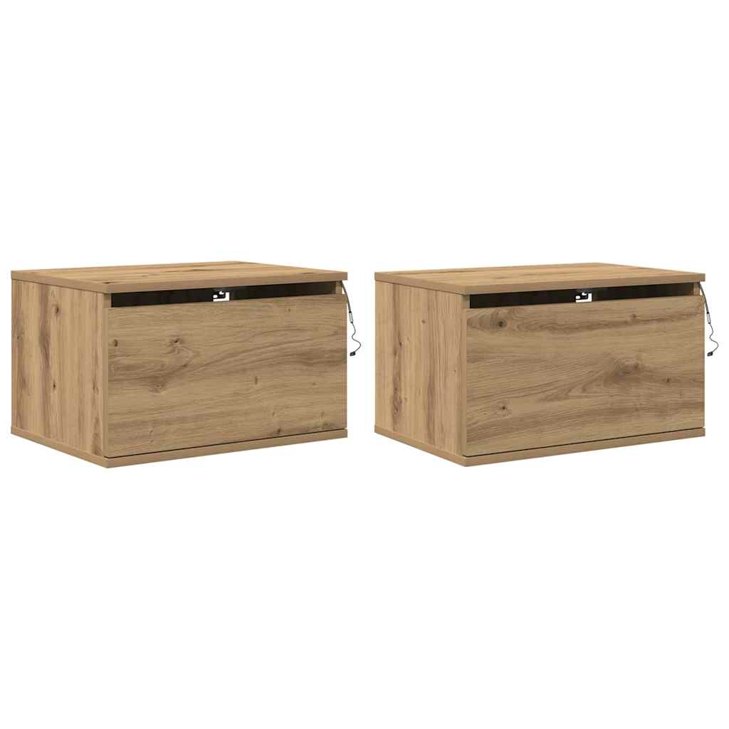 Noptieră suspendată 2 pcs stejar artizanal 50 x 36 x 30 cm GartenMobel Dekor