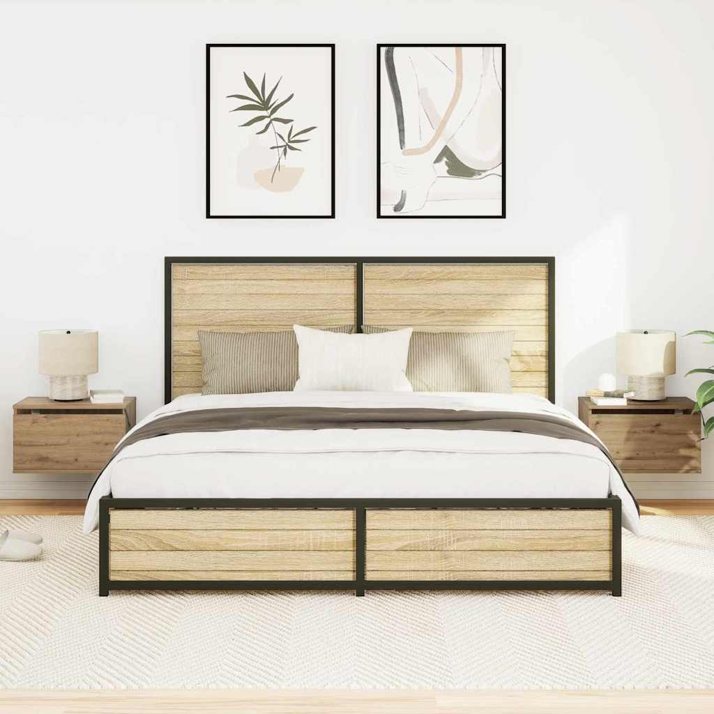 Noptieră suspendată 2 pcs stejar artizanal 50 x 36 x 30 cm GartenMobel Dekor